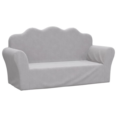 Vaikiška dvivietė sofa, šviesiai pilka, minkštas pliušas