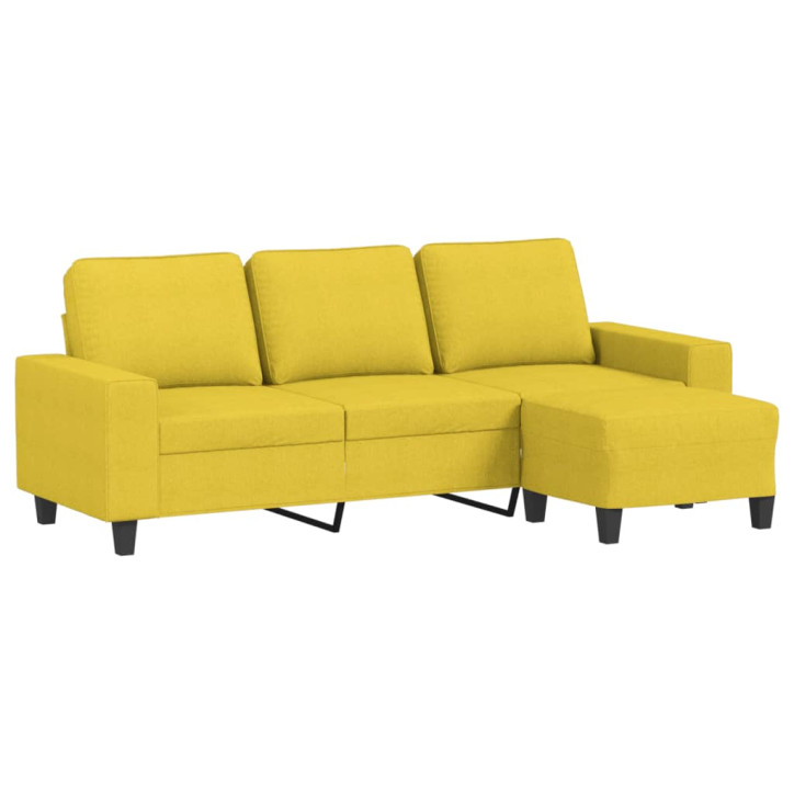 Trivietė sofa su pakoja, šviesiai geltona, 180cm, audinys