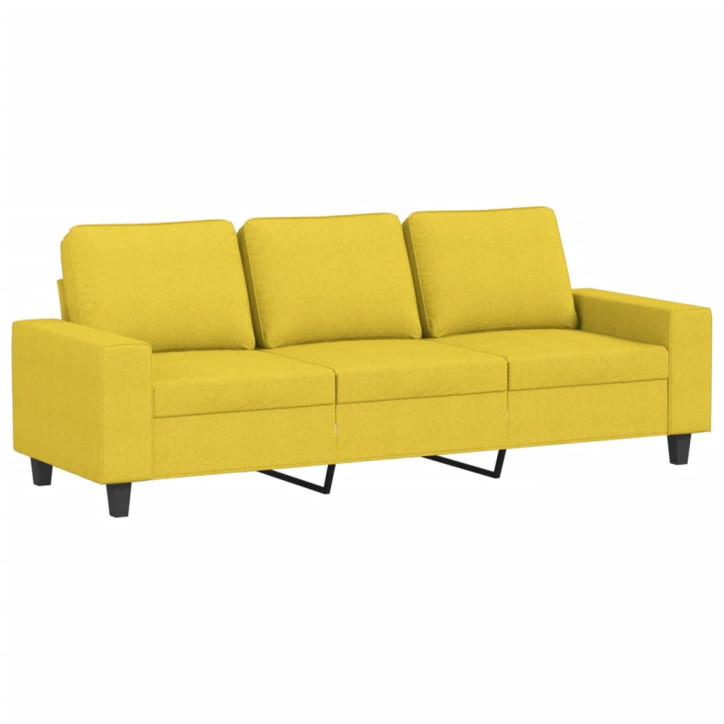 Trivietė sofa su pakoja, šviesiai geltona, 180cm, audinys