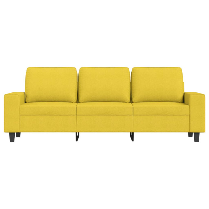 Trivietė sofa su pakoja, šviesiai geltona, 180cm, audinys