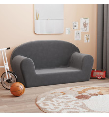 Vaikiška dvivietė sofa, antracito spalvos, minkštas pliušas