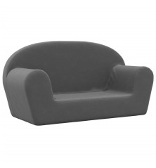 Vaikiška dvivietė sofa, antracito spalvos, minkštas pliušas