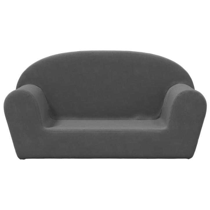 Vaikiška dvivietė sofa, antracito spalvos, minkštas pliušas