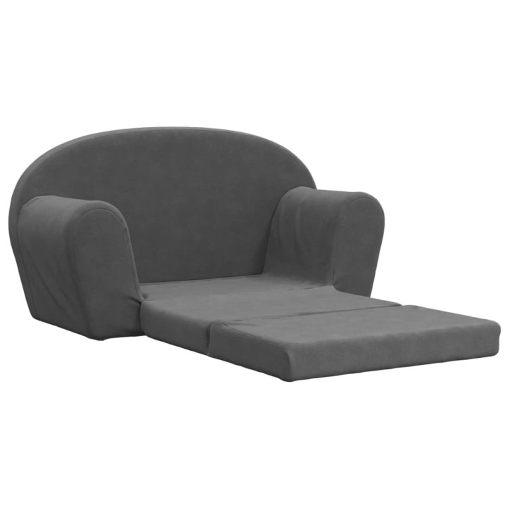 Vaikiška dvivietė sofa-lova, antracito, minkštas pliušas