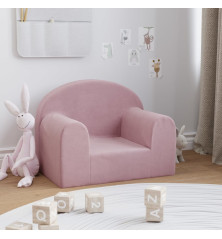 Vaikiška sofa, rožinės spalvos, minkštas pliušas