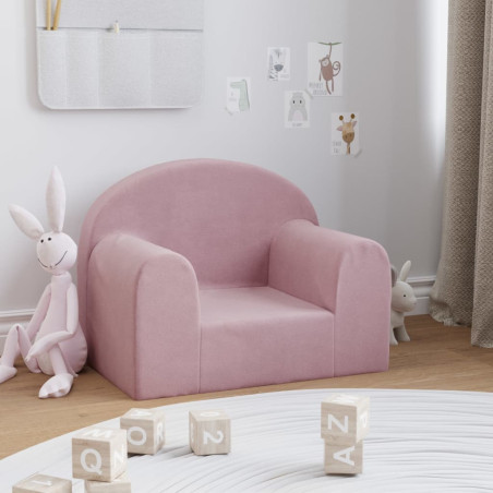 Vaikiška sofa, rožinės spalvos, minkštas pliušas