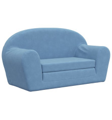 Vaikiška dvivietė sofa-lova, mėlynos spalvos, minkštas pliušas