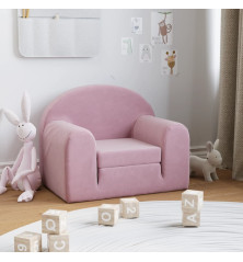 Vaikiška sofa-lova, rožinės spalvos, minkštas pliušas