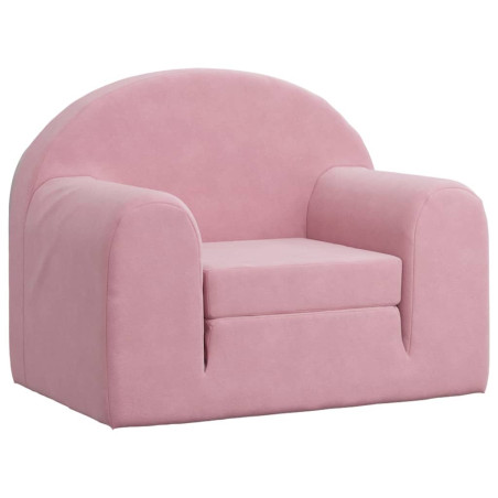 Vaikiška sofa-lova, rožinės spalvos, minkštas pliušas