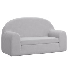 Vaikiška dvivietė sofa-lova, šviesiai pilka, minkštas pliušas