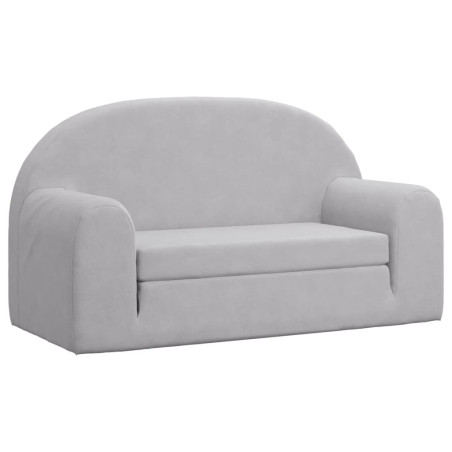 Vaikiška dvivietė sofa-lova, šviesiai pilka, minkštas pliušas