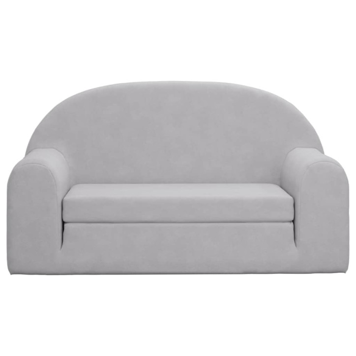 Vaikiška dvivietė sofa-lova, šviesiai pilka, minkštas pliušas