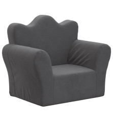 Vaikiška sofa, antracito spalvos, minkštas pliušas