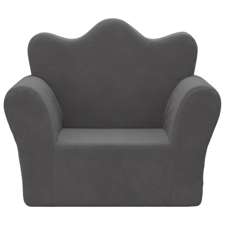 Vaikiška sofa, antracito spalvos, minkštas pliušas