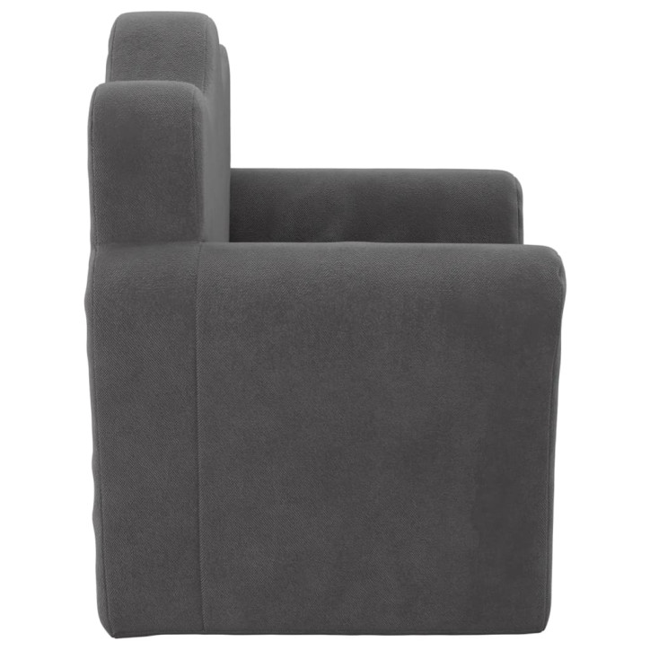 Vaikiška sofa, antracito spalvos, minkštas pliušas