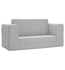 Vaikiška dvivietė sofa-lova, šviesiai pilka, minkštas pliušas