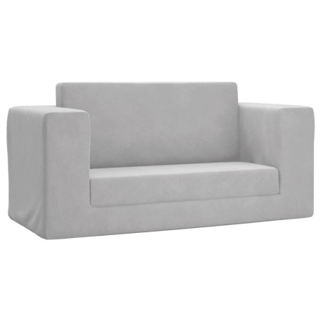 Vaikiška dvivietė sofa-lova, šviesiai pilka, minkštas pliušas