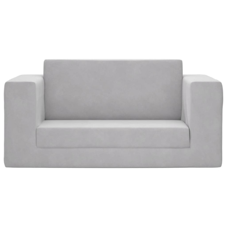 Vaikiška dvivietė sofa-lova, šviesiai pilka, minkštas pliušas