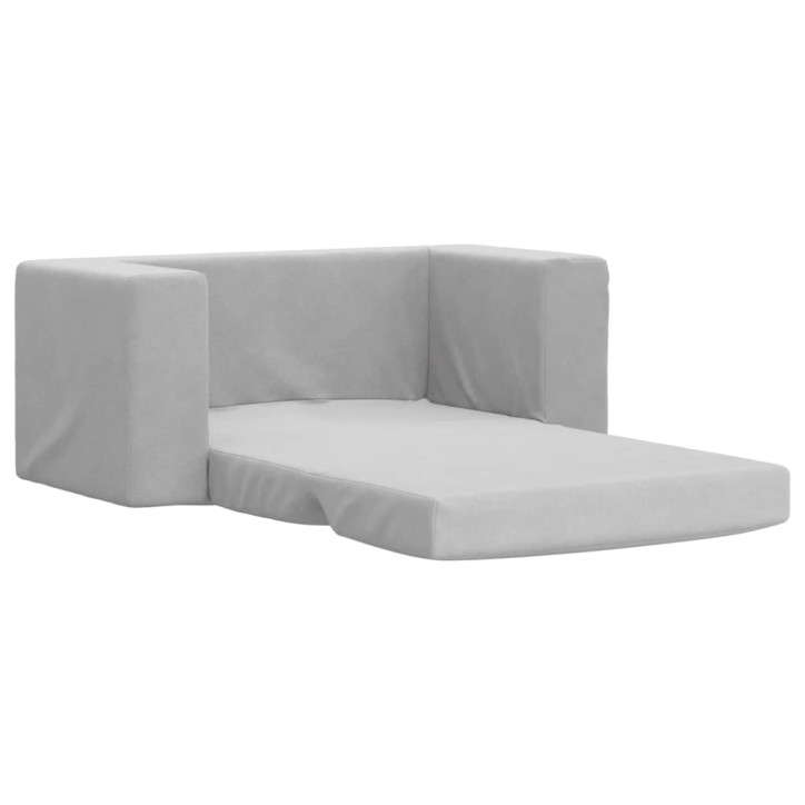 Vaikiška dvivietė sofa-lova, šviesiai pilka, minkštas pliušas