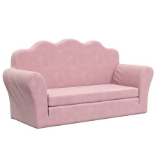 Vaikiška dvivietė sofa-lova, rožinės spalvos, minkštas pliušas