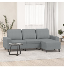 Trivietė sofa su pakoja, šviesiai pilka, 180cm, audinys