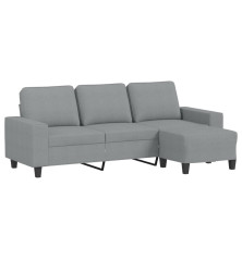 Trivietė sofa su pakoja, šviesiai pilka, 180cm, audinys