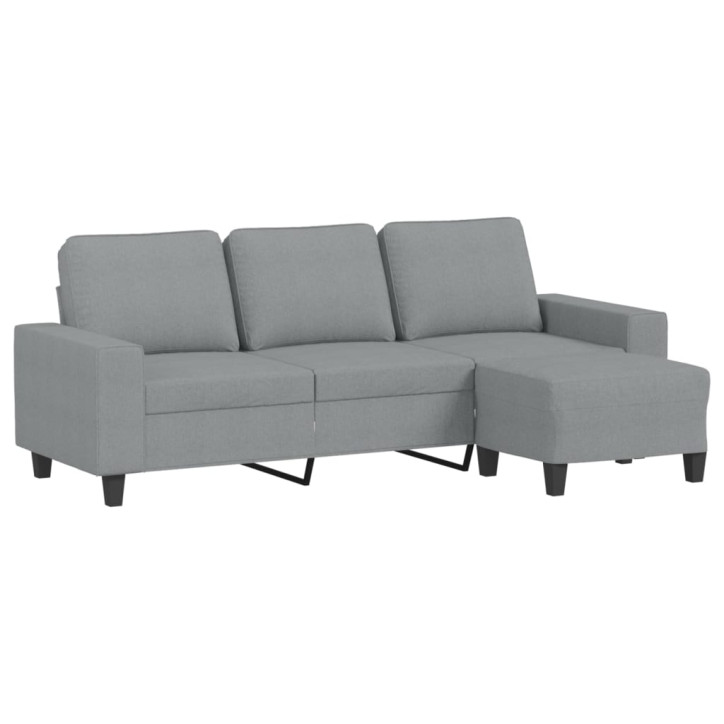 Trivietė sofa su pakoja, šviesiai pilka, 180cm, audinys