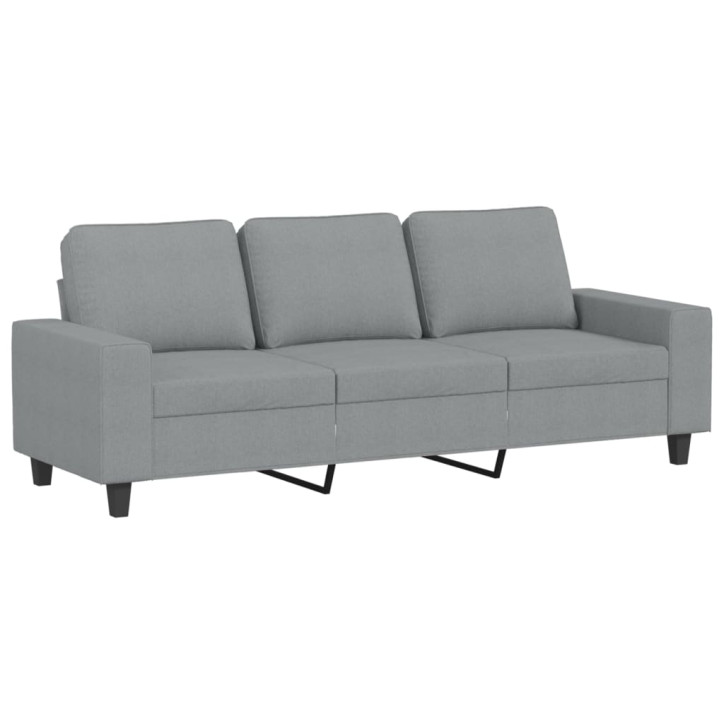 Trivietė sofa su pakoja, šviesiai pilka, 180cm, audinys