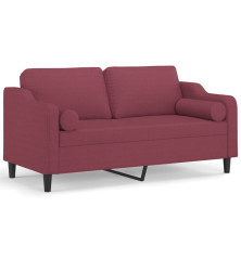 Dvivietė sofa su pagalvėlėmis, raudonojo vyno, 140cm, audinys