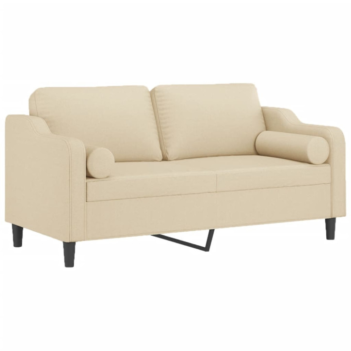 Dvivietė sofa su pagalvėlėmis, kreminės spalvos, 140cm, audinys