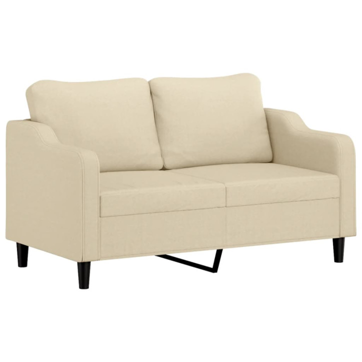 Dvivietė sofa su pagalvėlėmis, kreminės spalvos, 140cm, audinys