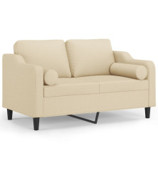 Dvivietė sofa su pagalvėlėmis, kreminės spalvos, 120cm, audinys