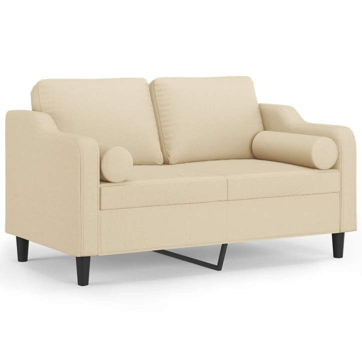 Dvivietė sofa su pagalvėlėmis, kreminės spalvos, 120cm, audinys