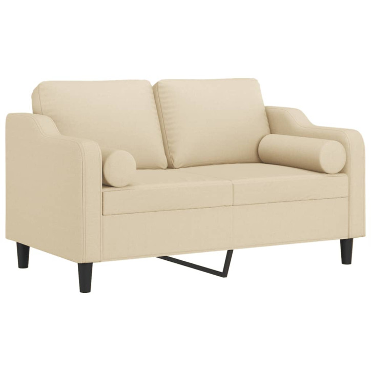 Dvivietė sofa su pagalvėlėmis, kreminės spalvos, 120cm, audinys