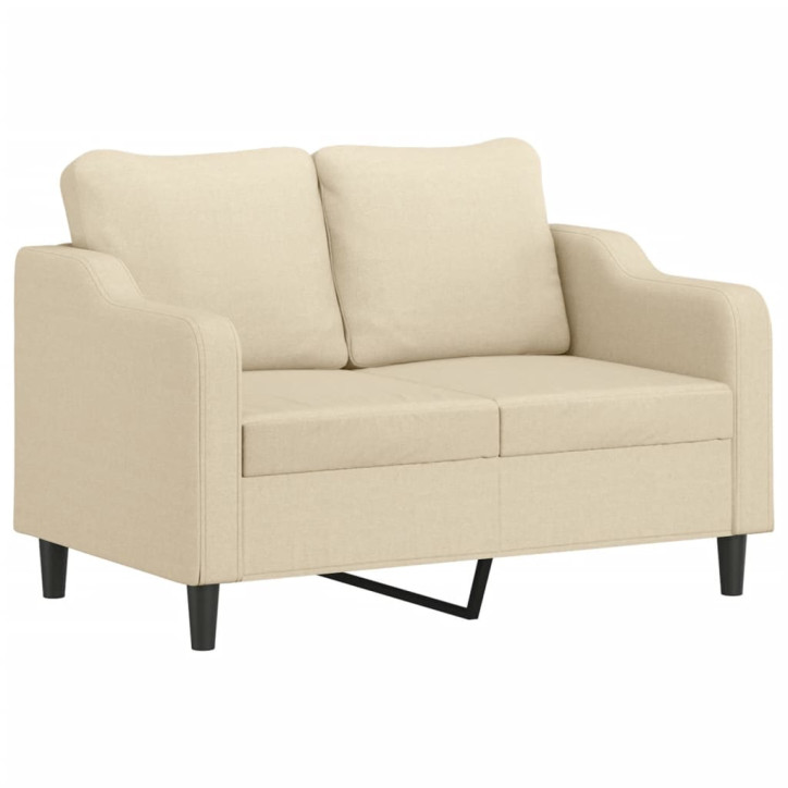 Dvivietė sofa su pagalvėlėmis, kreminės spalvos, 120cm, audinys