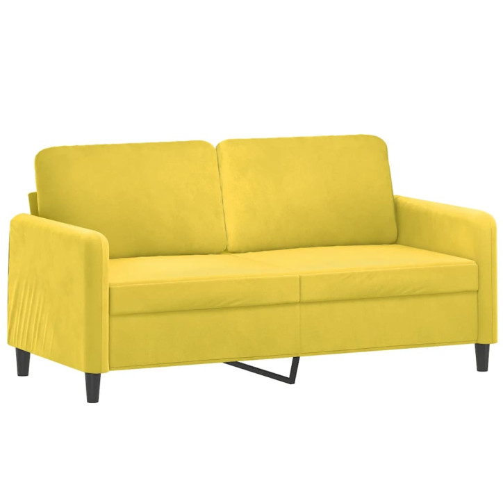 Dvivietė sofa su pagalvėlėmis, geltonos spalvos, 140cm, aksomas