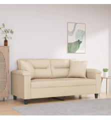 Dvivietė sofa su pagalvėmis, kreminė, 140cm, audinys