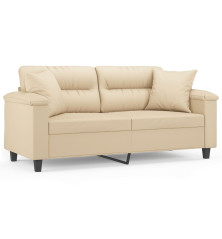 Dvivietė sofa su pagalvėmis, kreminė, 140cm, audinys