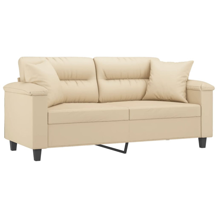 Dvivietė sofa su pagalvėmis, kreminė, 140cm, audinys