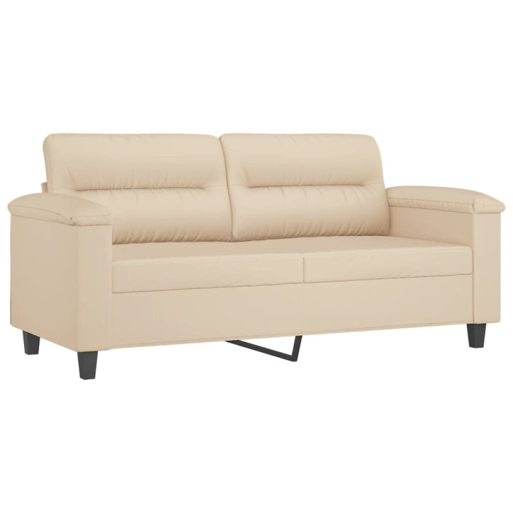 Dvivietė sofa su pagalvėmis, kreminė, 140cm, audinys