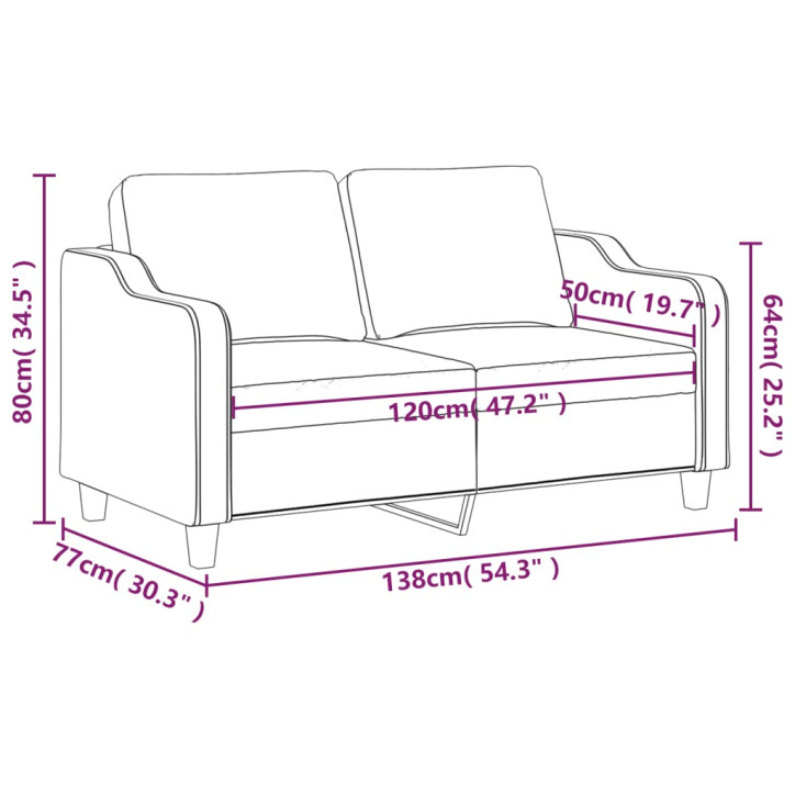 Dvivietė sofa, kreminės spalvos, 120cm, audinys