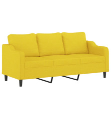 Trivietė sofa, šviesiai geltonos spalvos, 180cm, audinys