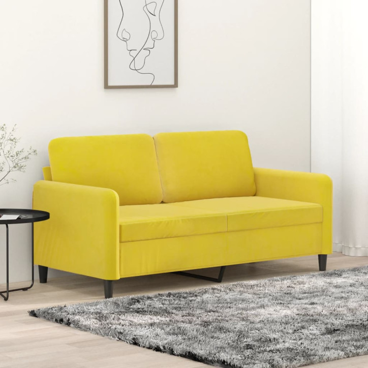 Dvivietė sofa, geltonos spalvos, 140cm, aksomas