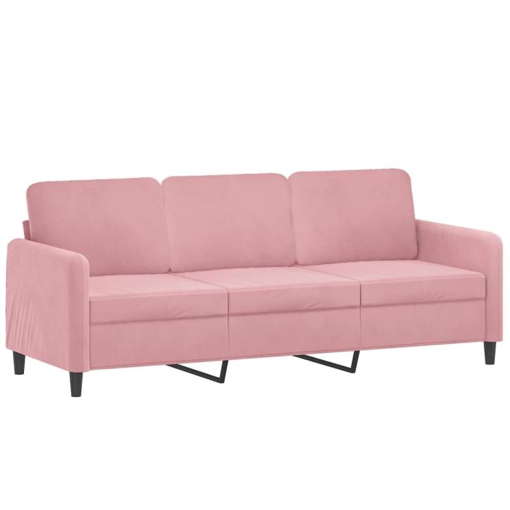 Trivietė sofa, rožinės spalvos, 180cm, aksomas