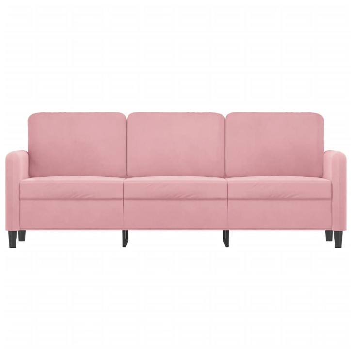 Trivietė sofa, rožinės spalvos, 180cm, aksomas