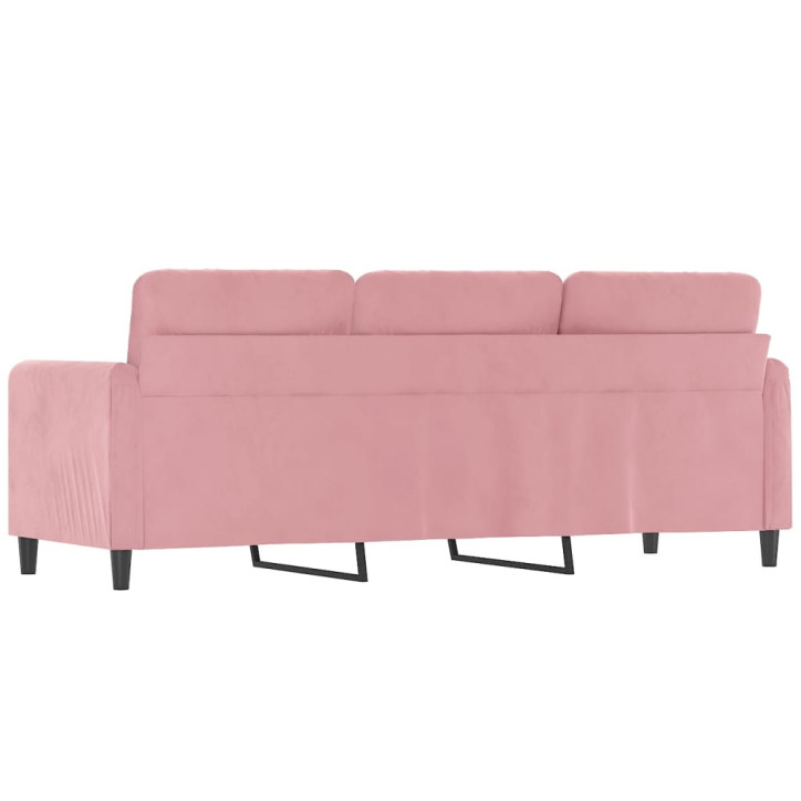 Trivietė sofa, rožinės spalvos, 180cm, aksomas