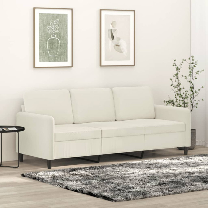 Trivietė sofa, kreminės spalvos, 180cm, aksomas