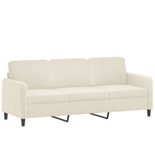 Trivietė sofa, kreminės spalvos, 180cm, aksomas