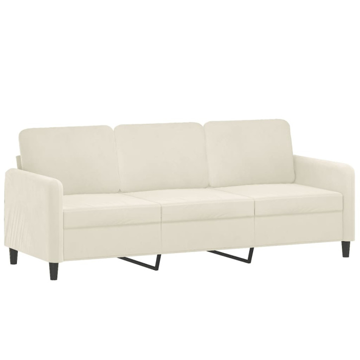 Trivietė sofa, kreminės spalvos, 180cm, aksomas