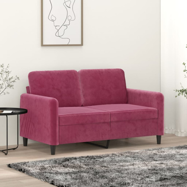 Dvivietė sofa, raudonojo vyno spalvos, 120cm, aksomas